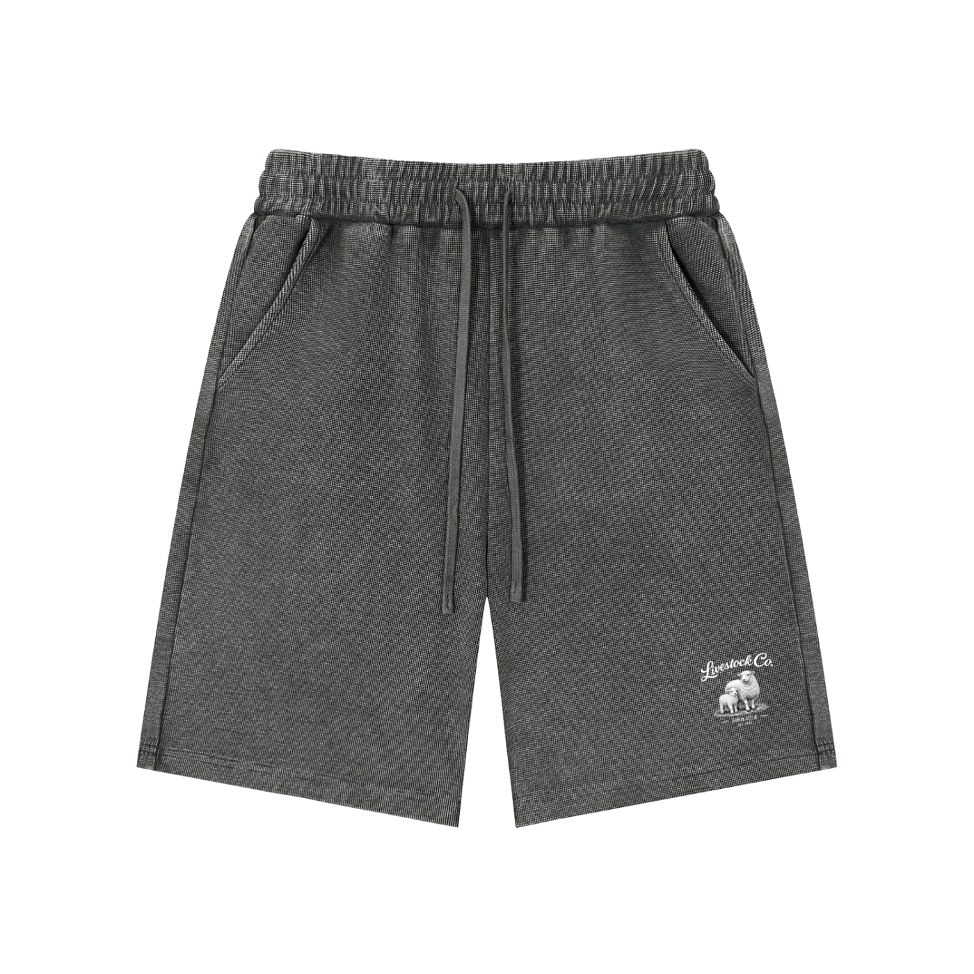 Marked Waffle Knit Shorts | Monochrome White