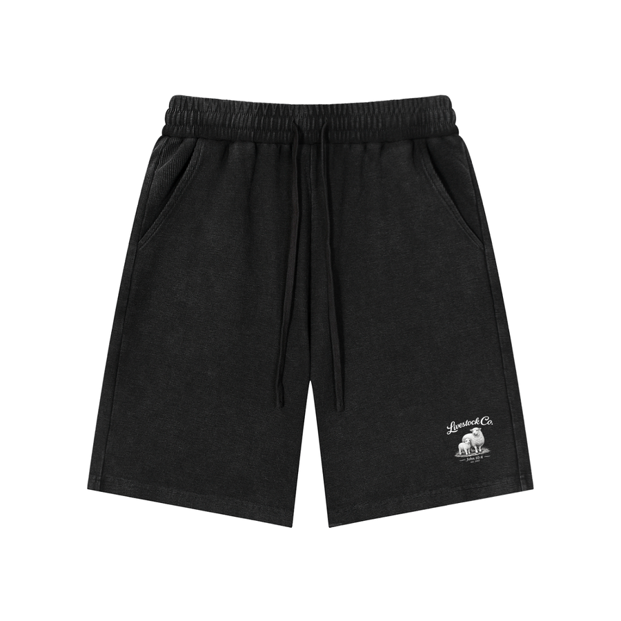 Marked Waffle Knit Shorts | Monochrome White